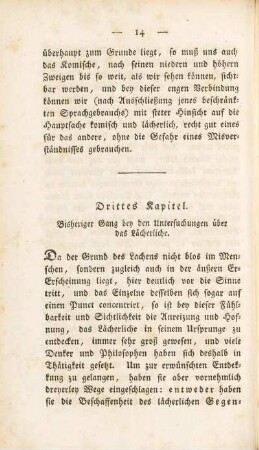 Drittes Kapitel. Bisheriger Gang bey den Untersuchungen über das Lächerliche
