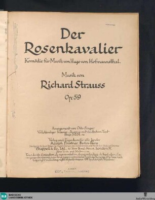 Der Rosenkavalier : op. 59