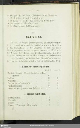 VI. Unterricht
