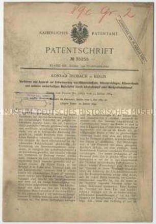 Patentschrift eines Apparates zur Entwässerung von Rübenschnitzeln, Patent-Nr. 38255
