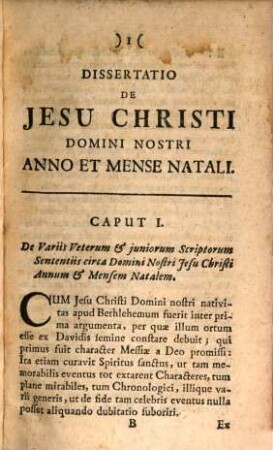 Diatriba de anno et mense natali Jesu Christi ...