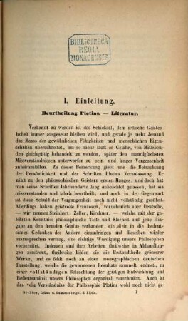 Neu-Platonische Studien : Darstellung des Lebens und der Philosophie des Plotin. 1