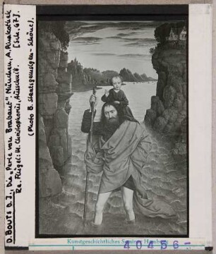 Dirk Bouts (Dieric Bouts): Die Perle von Brabant, re. Flügel, Christophorus, Deteil. München, Pinakothek
