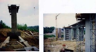 Neuer Kämpfelbachviadukt im Bau. Fahrbahn Karlsruhe - Stuttgart fertig, Fahrbahn Stuttgart - Karlsruhe im Bau.