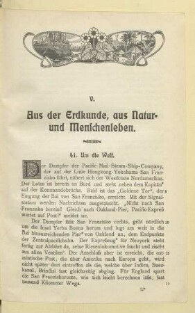 V. Aus der Erdkunde, aus Natur- und Menschenleben