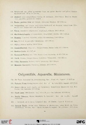 Ölgemälde, Aquarelle, Miniaturen (Nr. 650-850)