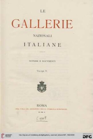 5: Le Gallerie nazionali italiane: notizie e documenti