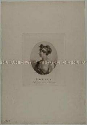 Ovales Brustbildnis der Königin Luise von Preußen im Profil mit antikisierendem Haarreif