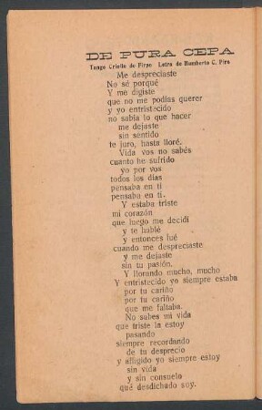 De pura cepa : Tango criollo de Firpo