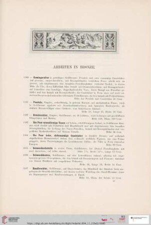 Arbeiten in Bronze (Nr. 1180 - 1203)
