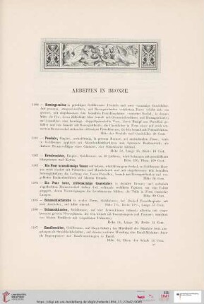 Arbeiten in Bronze (Nr. 1180 - 1203)