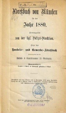 Adreßbuch für München. 1880