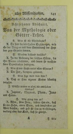 Achtzehnter Abschnitt. Von der Mythologie oder Götter-Lehre