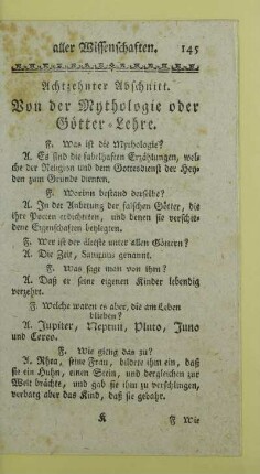 Achtzehnter Abschnitt. Von der Mythologie oder Götter-Lehre