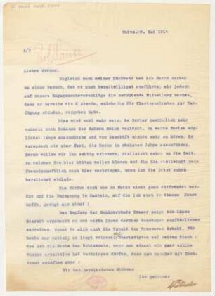 Brief an Emil von Sauer : 09.05.1914
