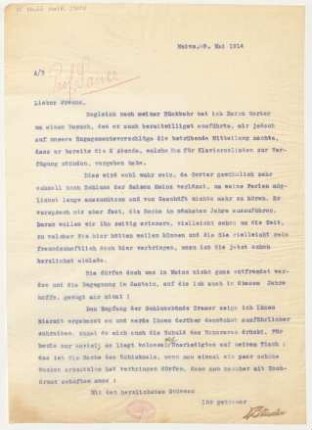 Brief an Emil von Sauer : 09.05.1914