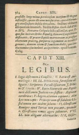 Caput XIII. De Legibus.