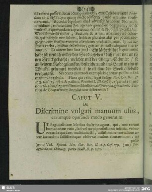 Caput V. De Discrimine vulgati manuum usus, earumque operandi modo generatim