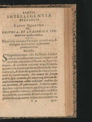 Caput Quartum. De Univoca, Et Analogica Terminorum applicatione.