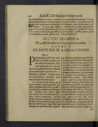 Sectio secunda De affectionibus ex unitate provenientibus