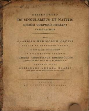 Dissertatio de singularibus et nativis ossium corporis humani varietatibus