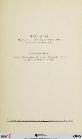 Besichtigung / Versteigerung