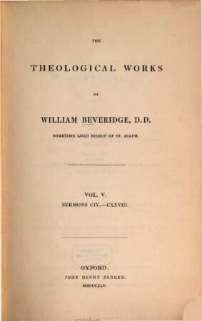 The theological works. 5, Sermons CIV - CXXVIII