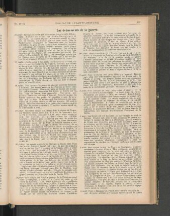 Les événements de la guerre.