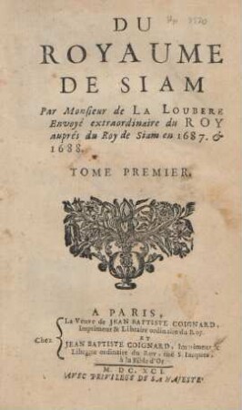T. 1: Du Royaume De Siam