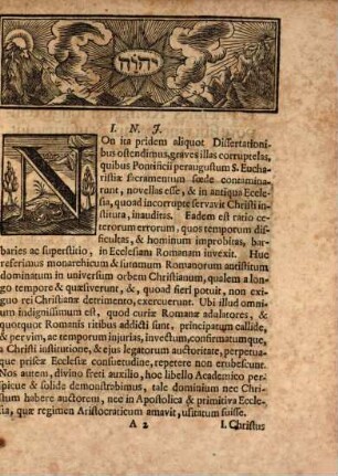 Novitatem regiminis monarchici in ecclesiam universam, Dissert. I.