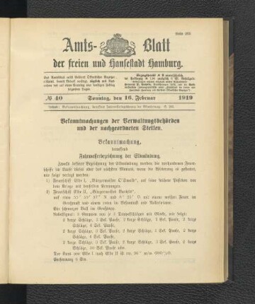 No.40, Sonntag, den 16. Februar 1919