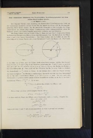 Eine elementare Ableitung des Newtonschen Anziehungsgesetzes aus dem ersten Kepierschen Gesetz.