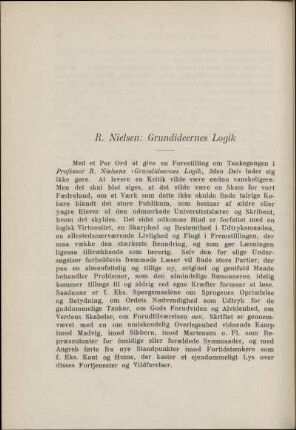 R. Nielsen: Grundideernes Logik