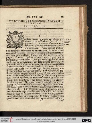 De Fontibus et oeconomia legum civilum. Sectio IIII.