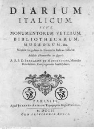 Diarium Italicum: ..., Titelblatt mit Vignette