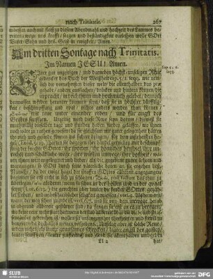 Am dritten Sontage nach Trinitatis