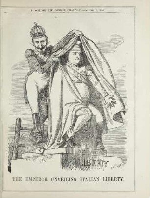 The emperor unveiling Italian liberty