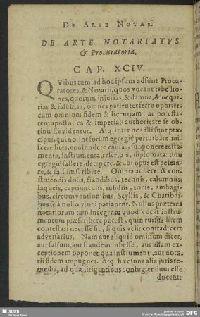 De Arte Notariatus & Procuratoria. Cap. XCIV.