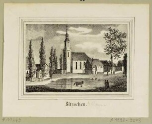 Die Kirche Zitzschen südwestlich von Leipzig (Zwenkau-Zitzschen), aus Sachsens Kirchen-Galerie von Hermann Schmidt, Bd. 6, 1841