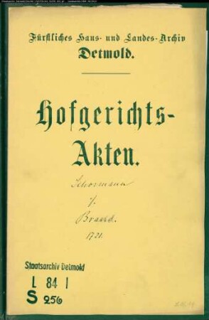 Schormann, Joh. Dietrich, Müller zum Kohlpott gegen Ludolf Brand, Müller in Humfeld - Schuldforderung