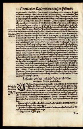 Historien von dem erschröcklichen end dero/ die wider die Christen getobt haben.