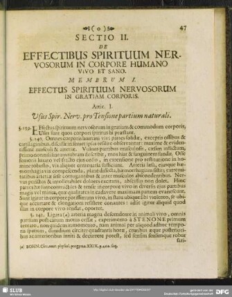 Sectio II. De Effectibus Spirituum Nervosorum in Corpore Humano Vivo Et Sano