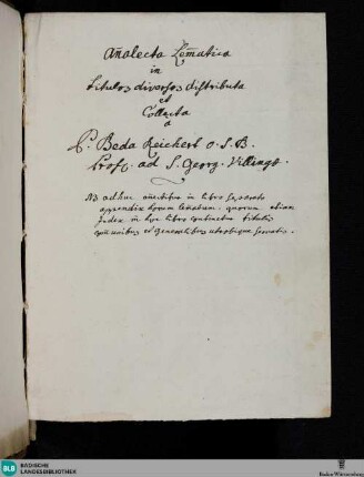 Analecta Lemmatica in Titulos diversos distributa et collecta - Cod. Donaueschingen 51