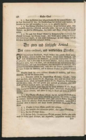 Der zwey und fünfzigste Articul Von extra-ordinari, und willkürlichen Straffen.