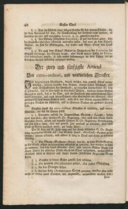 Der zwey und fünfzigste Articul Von extra-ordinari, und willkürlichen Straffen.