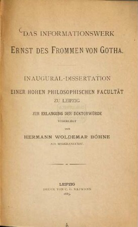 Das Informationswerk Ernst des Frommen von Gotha