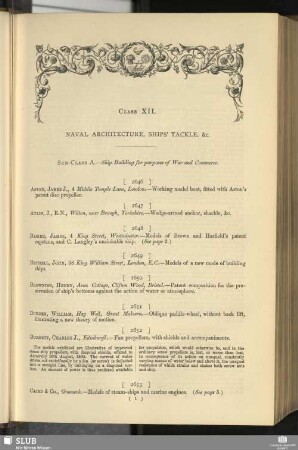Class XII. Naval Architecture, Ships' Tackle, &c.
