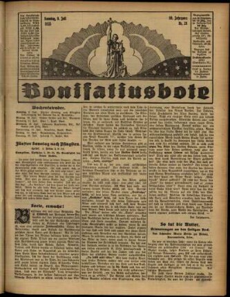 Erste Ausgabe vom Sonntag, den 09. Juli 1933.