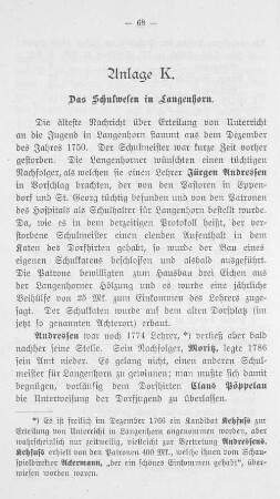Anlage K. Das Schulwesen in Langenhorn.