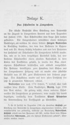 Anlage K. Das Schulwesen in Langenhorn.
